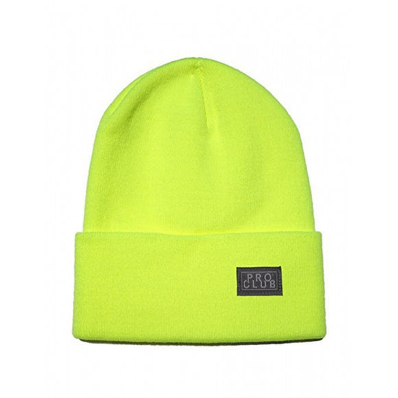 Pro Club Cuffed Beanie Knit Winter Hat - Safety Green
