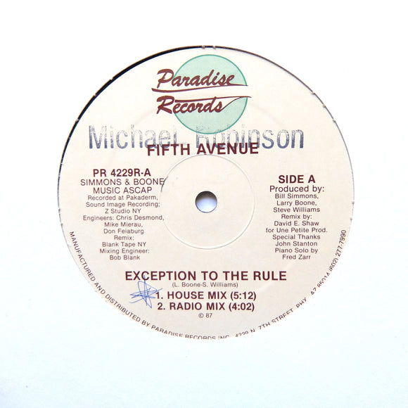 Fifth Avenue – Exception To The Rule - 1987 SYNTH BOOGIE 12