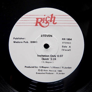 STEVEN "Invitation Only / Quick" SYNTH BOOGIE FUNK HOLY GRAIL REISSUE 12"