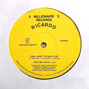 RICARDO "Girl I Want To Give It Up" RNB SWING BOOGIE FUNK 12"