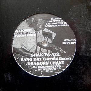 DJ TECHNICS "Unreleased Trax Volume Three" ULTRA RARE BALTIMORE CLUB BREAKBEAT HOUSE 12"