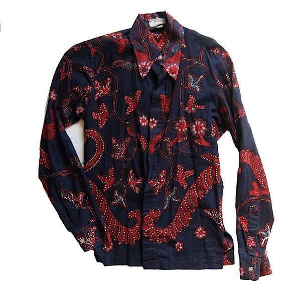 Vintage Batik ~ Men'S ~ Rare Thailand New Age Disco Hippie Button Up Shirt (Small)